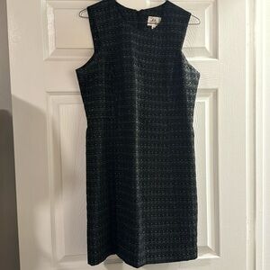 Milly Black and Metallic Silver Tweed Shift Dress Size 10